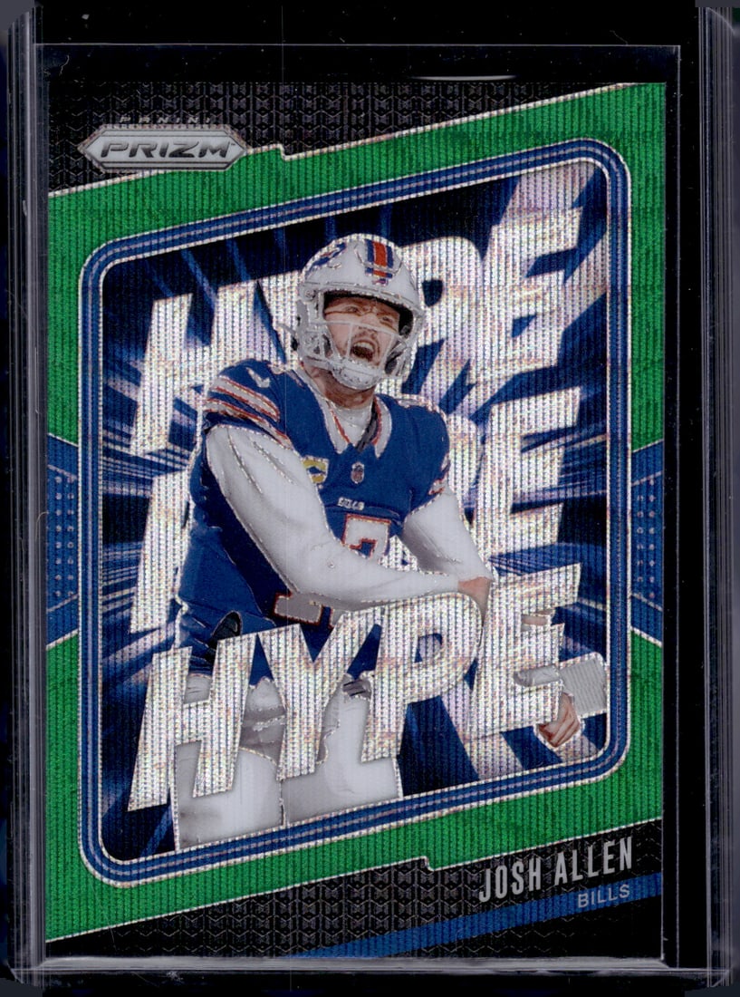 Josh Allen Hype Green Wave Prizm 2024 Panini Prizm #13 Buffalo Bills (1 of 2)