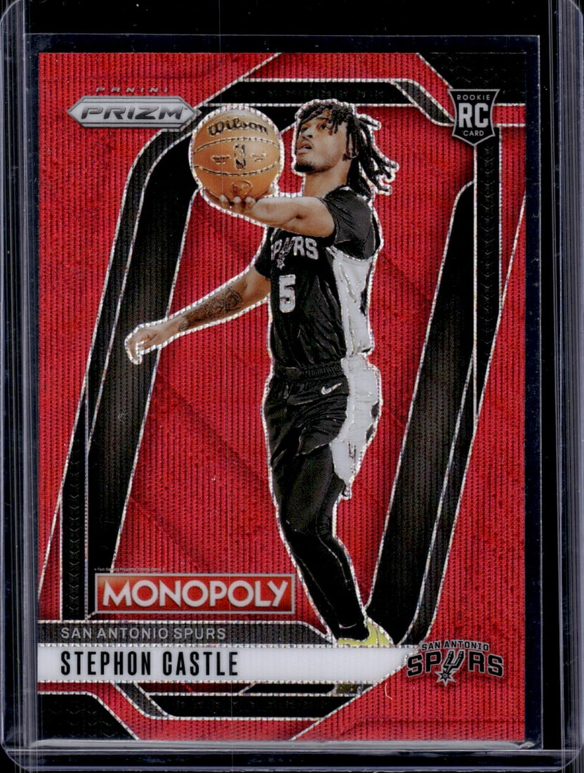Stephon Castle Rookie Card Red Wave Prizm 2024-25 Prizm Monopoly #75 Spurs (1 of 2)