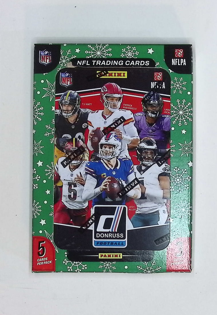 2025 Donruss Football Christmas Tin - Cam Ward, Emeka Egbuka, Ashton Jeanty, Travis Hunter, Omarion: Donruss Football NFL Trading & Sports Cards, Rookie Cards in this set are Cam Ward, Emeka Egbuka, Ashton Jeanty, Travis Hunter, Omarion Hampton, Rated Rookie, Downtown SSP, Sports Cards for Sale Near