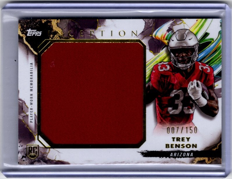Trey Benson Rookie Card Jumbo Patch /150 2024 Topps Inception #RJR-TB Cardinals (1 of 2)