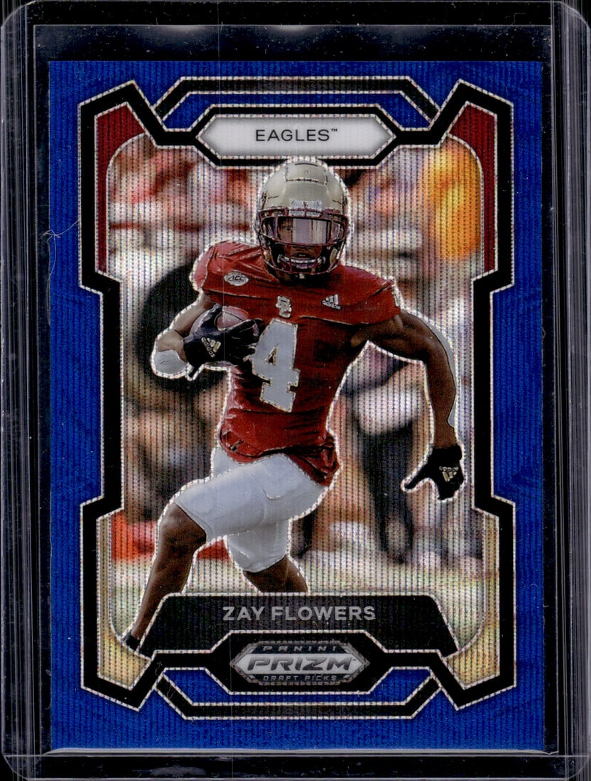 Zay Flowers Blue Wave Prizm /249 2024 Prizm Draft Picks #13 Boston College, Ravens (1 of 2)