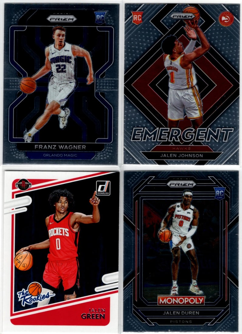 Lot of 4 NBA Rookie Cards. Franz Wagner, Jalen Johnson, Jalen Green, Jalen Duren (1 of 2)