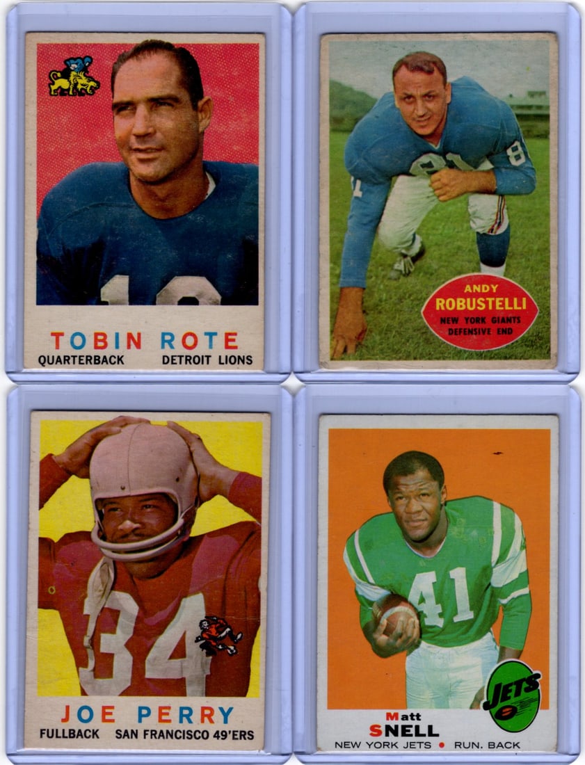 Lot of 4 1950 & 1960s Topps Vintage Football Cards. All Different, See Pictures for Condition (1 of 2)