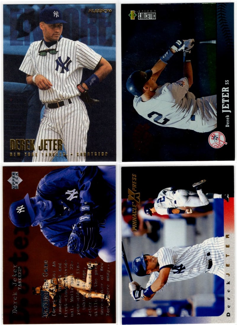 Lot of 4 1990s Derek Jeter Baseball Cards. All Different, See Pictures (1 of 2)