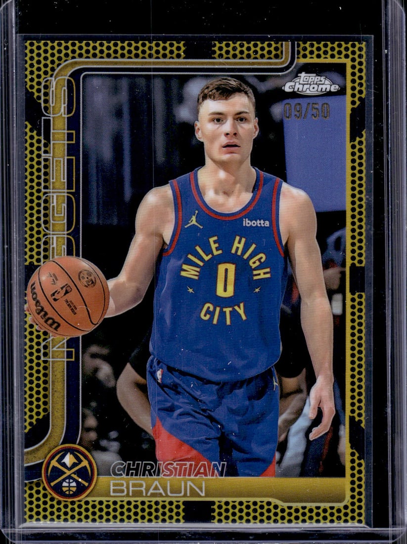 Christian Braun Gold Basketball Refractor /50 2025-26 Topps Chrome #82 Denver Nuggets (1 of 2)