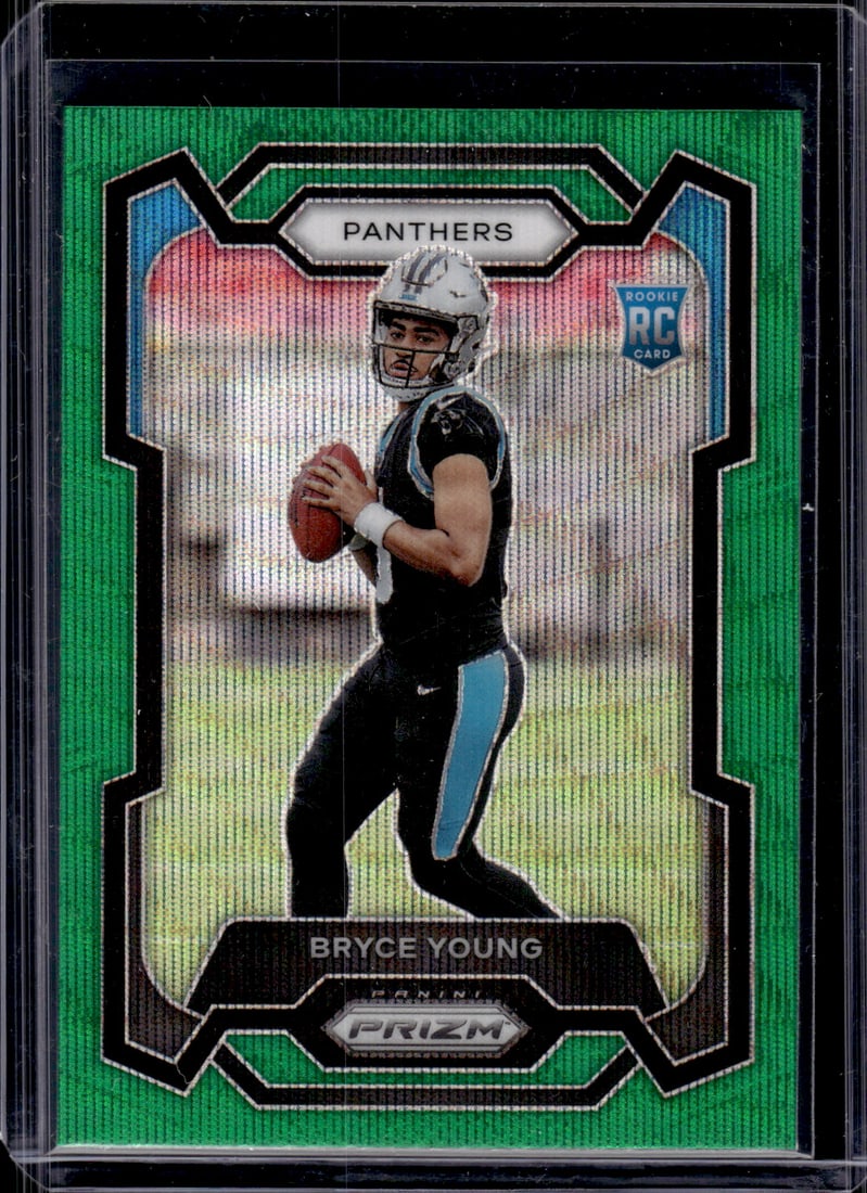 Bryce Young Rookie Card Green Wave Prizm 2023 Panini Prizm #311 Carolina Panthers (1 of 2)