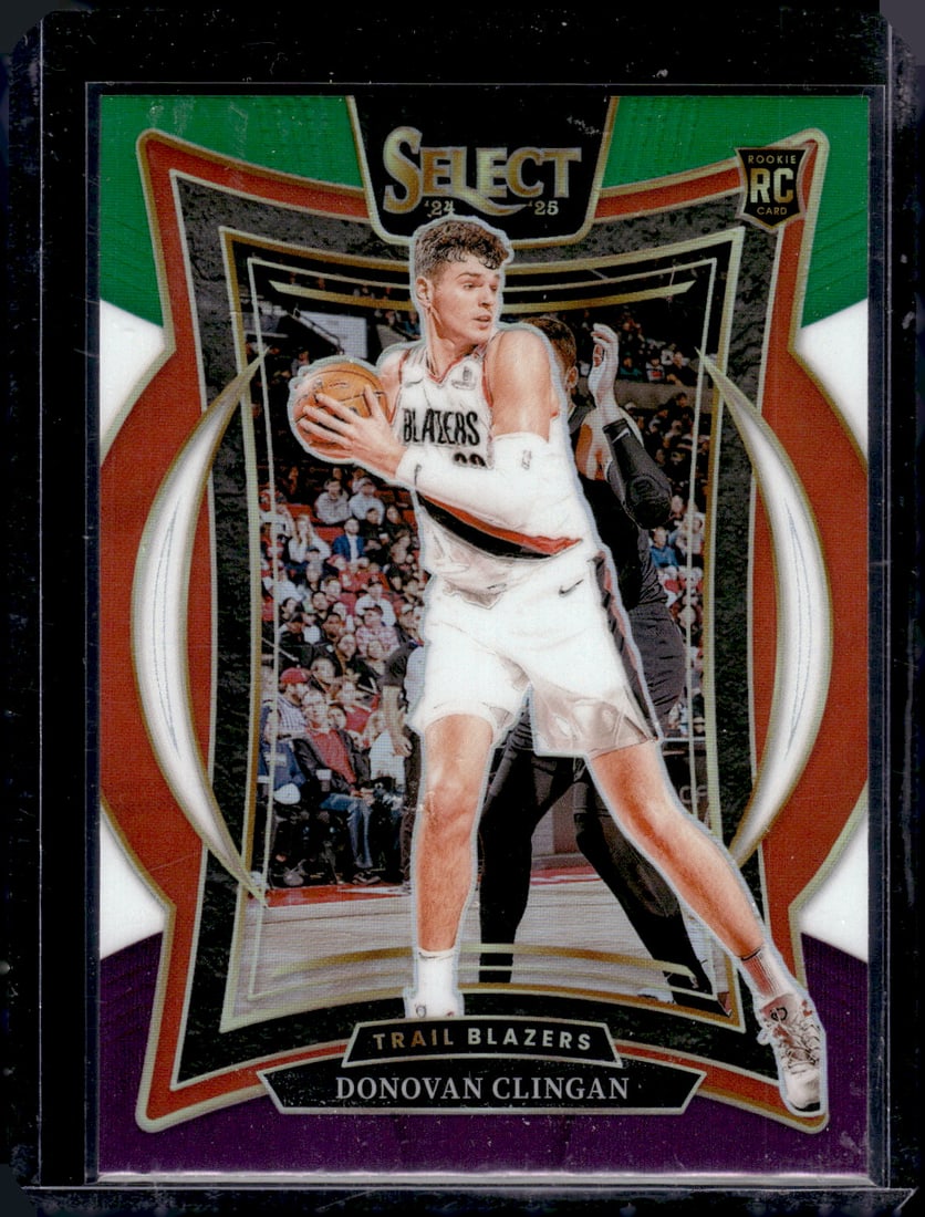 Donovan Clingan Rookie Card Green White Purple 2024-25 Select #69 Trail Blazers (1 of 2)