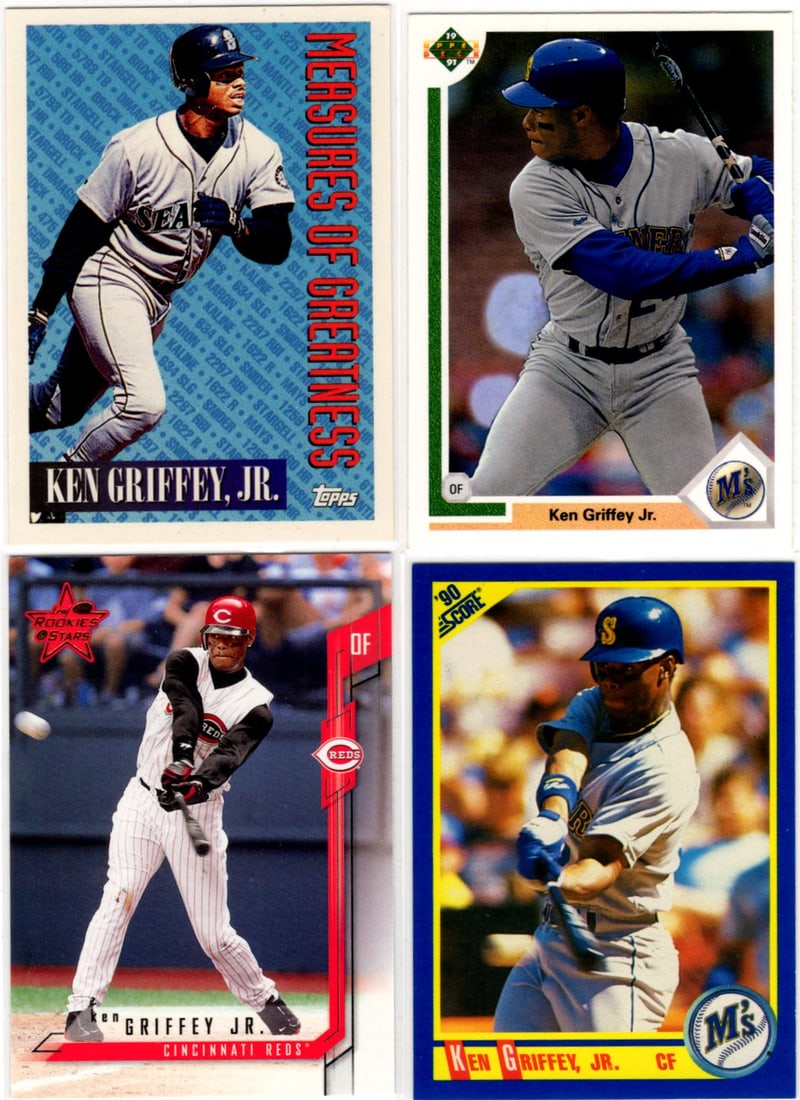 Lot of 4 Ken Griffey Jr. Baseball Cards. All Different, See Pictures. Seattle Mariners, Reds (1 of 2)
