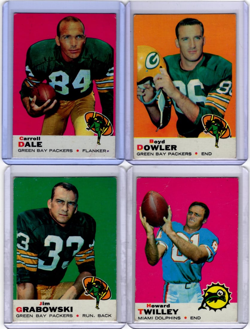 Lot of 4 1969 Topps Vintage Football Cards. All Different, See Pics for Cards/Condition (1 of 2)