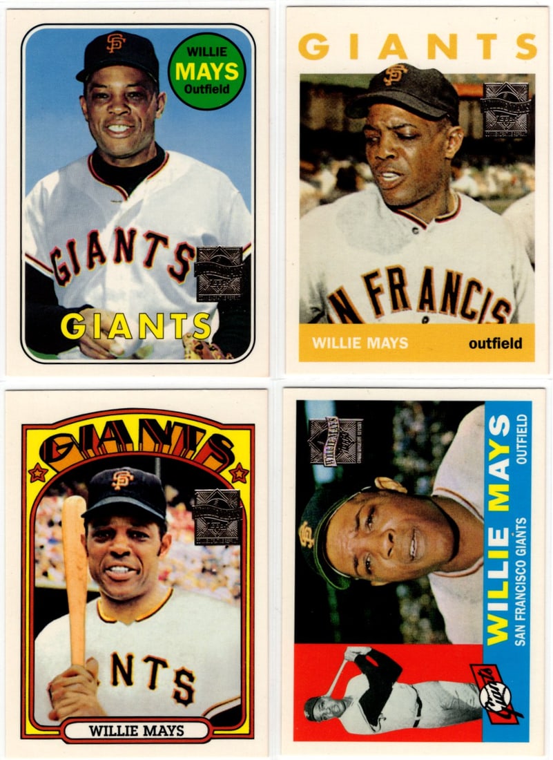 Lot of 4 1996 Topps Willie Mays Commemorative Set Reprint Cards. All Different, See Pictures (1 of 2)