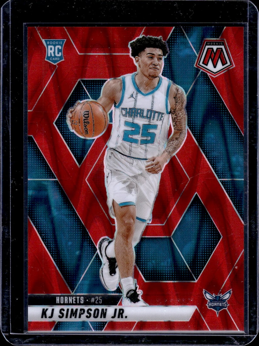 KJ Simpson Rookie Card Red Seismic /299 2024-25 Mosaic #239 Hornets (1 of 2)