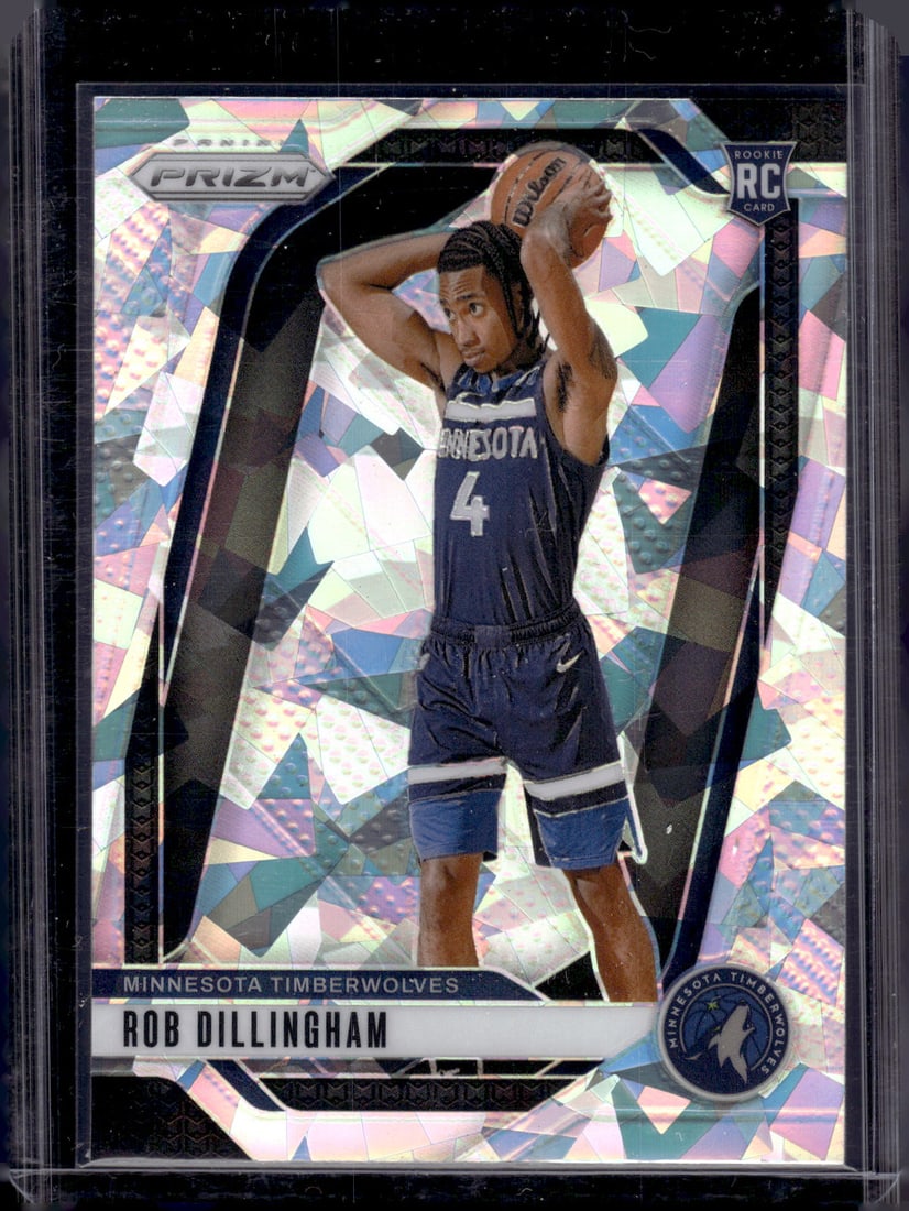Rob Dillingham Rookie Card Cracked Ice 2024-25 Panini Prizm #250 Timberwolves (1 of 2)