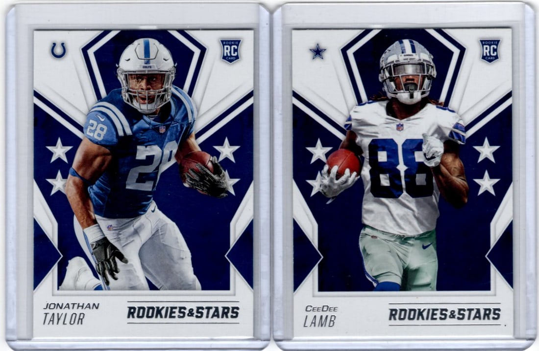 Lot of 2 2020 Rookies & Stars NFL Rookie Cards. Jonathan Taylor #108 & CeeDee Lamb #120 (1 of 2)