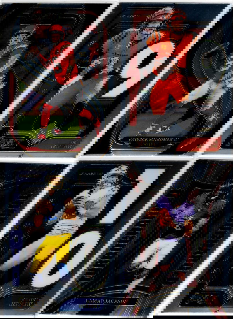 Lot of 4 2024 Select NFL QB Cards. Mahomes, Herbert, Burrow, Jackson (1 of 2)