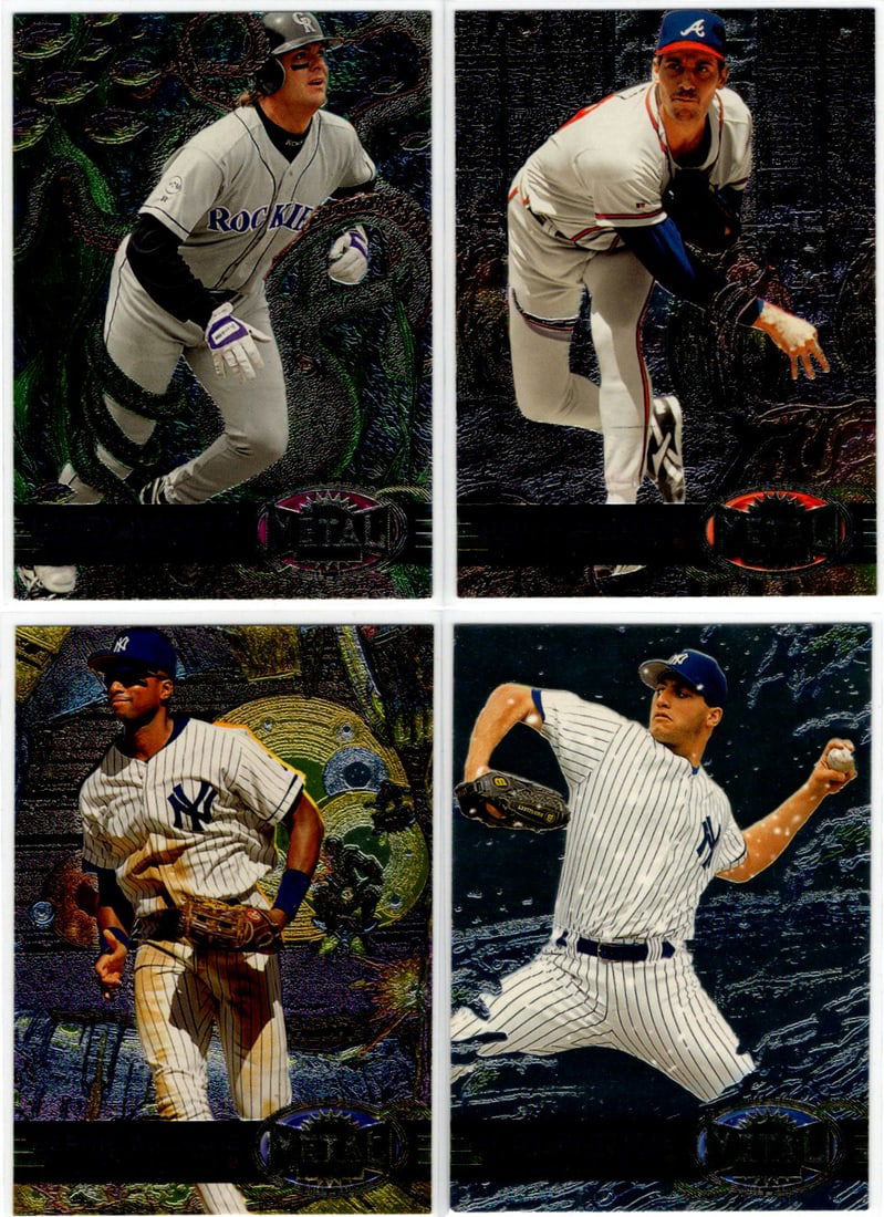 Lot of 4 1997 Metal Universe Baseball Cards. Walker, Smoltz, Williams, Pettitte (1 of 2)