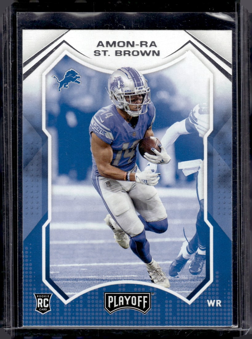Amon-Ra St. Brown Rookie Card 2021 Panini Playoff #231 Detroit Lions (1 of 2)