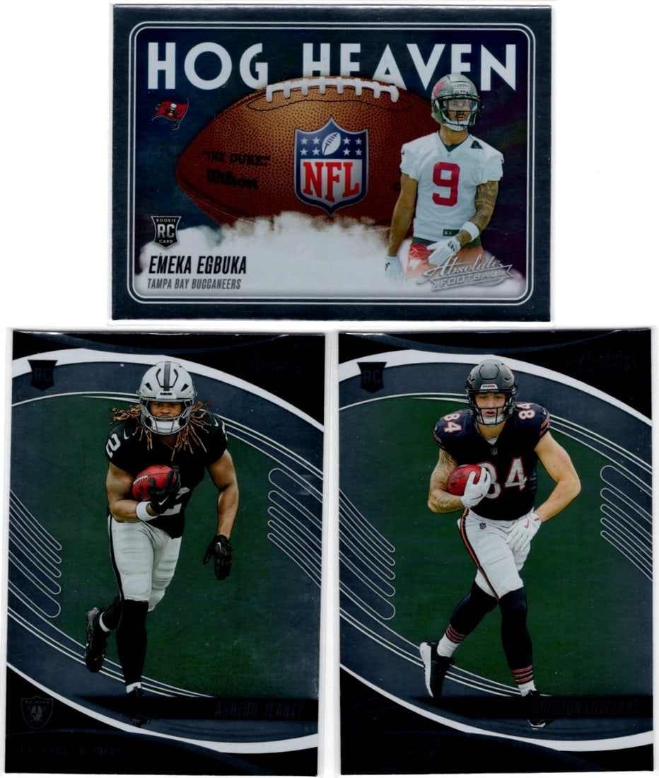 Lot of 3 2025 Absolute NFL Rookie Cards. Emeka Egbuka, Ashton Jeanty, Colston Loveland (1 of 2)