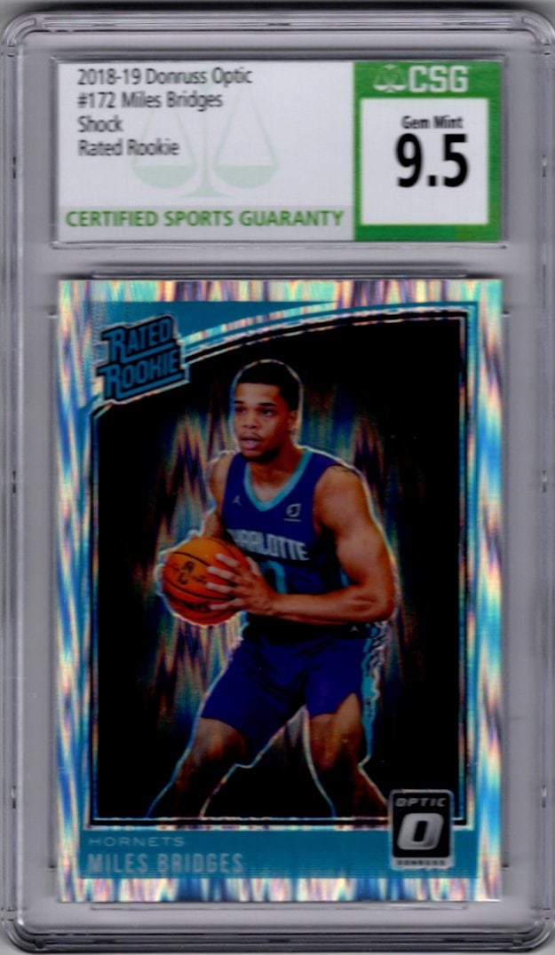 Miles Bridges Rookie Card Shock Prizm 2018-19 Donruss Optic #172 CSG 9.5 (1 of 2)