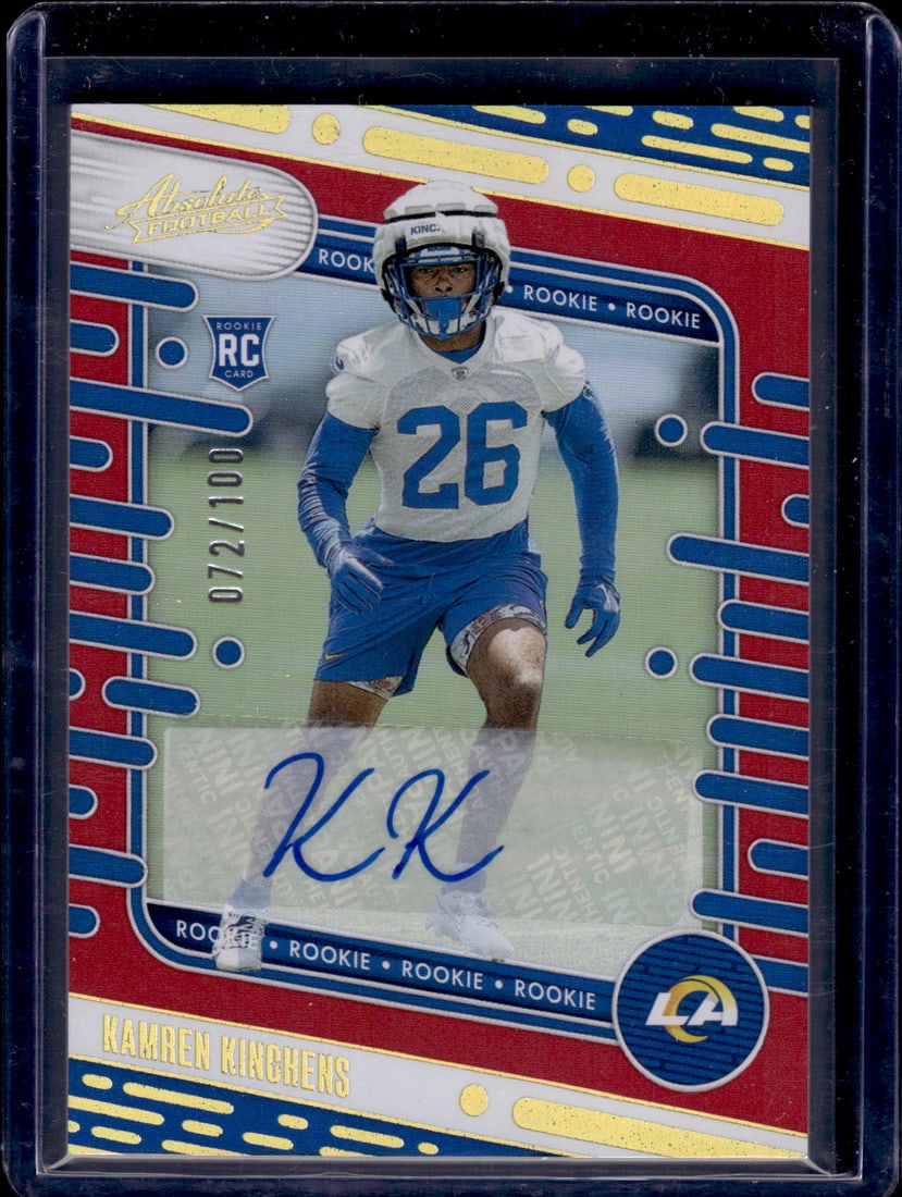 Kamren Kinchens Rookie Auto Red /100 2024 Absolute #175 Los Angeles Rams (1 of 2)