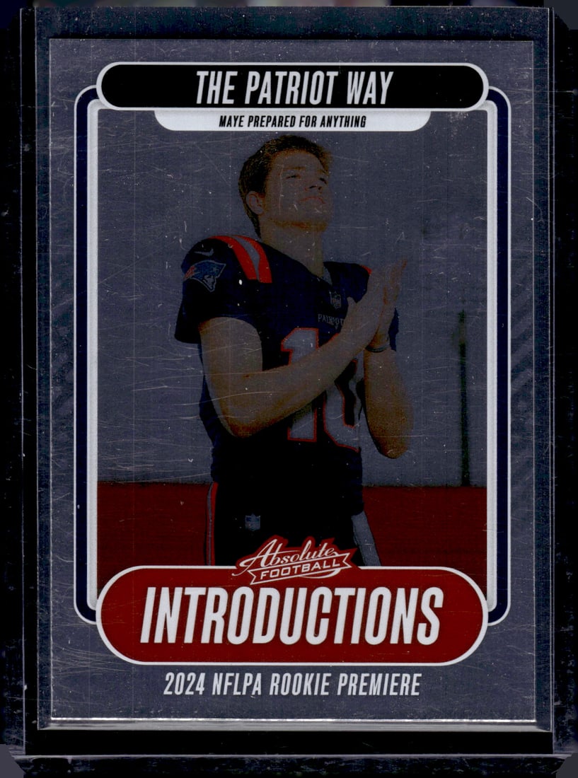 Drake Maye Rookie Card Introductions 2024 Absolute #I-DME Patriots: Panini Select, Prizm, Mosaic, Contenders, Zenith, Phoenix, Illusions, Absolute, Rookie NFL Sports Trading Cards, SP, SSP, Cards, Football Cards for Sale Near Me, Superbowl & Hall of Fame Player Cards,