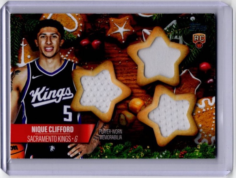 Nique Clifford Rookie Card Triple Patch 2025-26 Topps Holiday #HSR-20 Kings: Topps Basketball NBA Trading & Sports Cards, Sports Cards for Sale Near Me, Chrome, Refractor, SP, SSP, Valuable Auction Memorabilia Lots Sold On Line, NBA Championship & Hall of Fame Player Cards