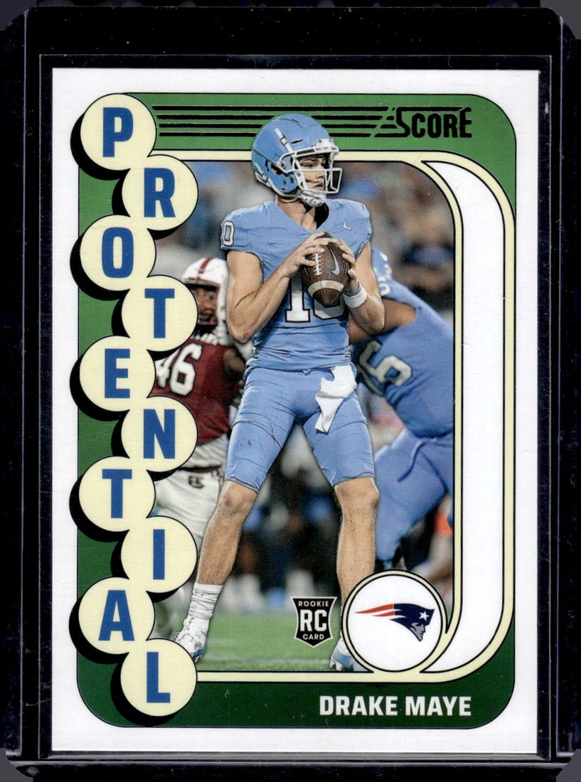 Drake Maye Rookie Card Protential 2024 Socre #2 UNC Tarheels, Patriots: Panini Select, Prizm, Mosaic, Contenders, Zenith, Phoenix, Illusions, Absolute, Rookie NFL Sports Trading Cards, SP, SSP, Cards, Football Cards for Sale Near Me, Superbowl & Hall of Fame Player Cards,
