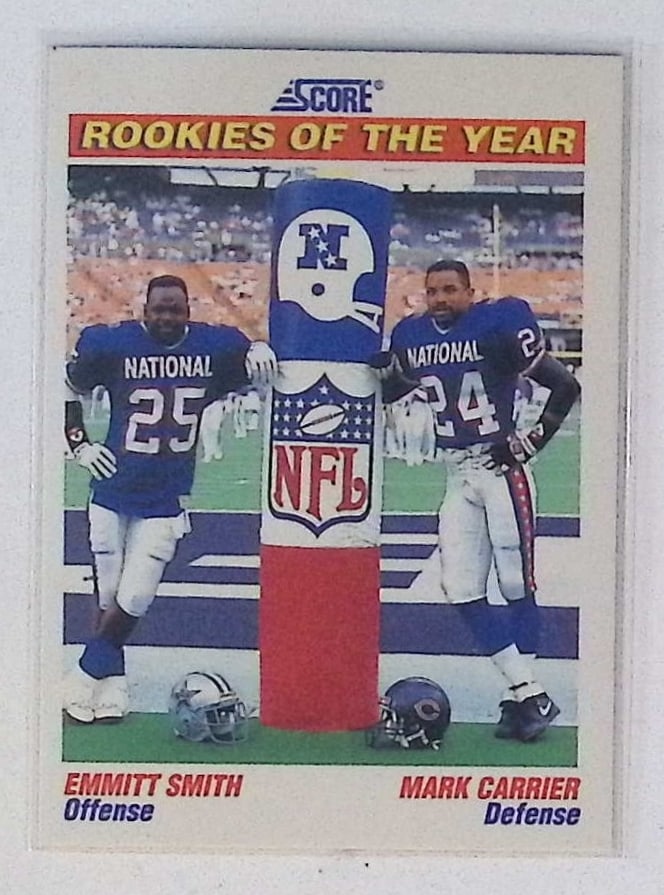 NFL Rookies of the Year Emmitt Smith & Mark Carrier 1991 Score #675 Football Card (1 of 2)