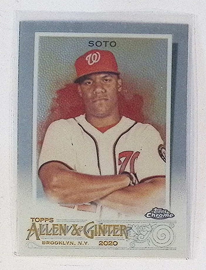 Juan Soto 2020 Topps Chrome Allen & Ginter #28 MLB Trading Card Washington Nationals: Topps Baseball MLB Trading & Sports Cards, Sports Cards for Sale Near Me, World Series & Hall of Fame Players Memorabilia, Refractors, X-Fractors, Numbered, SP, SSP, Valuable Auction Memorabilia Lots
