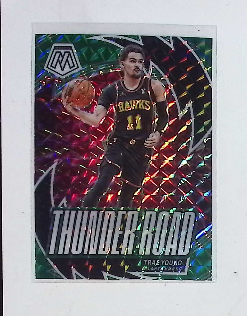 Trae Young Mosaic Green Prizm Thunder Road Insert 2023 Panini Mosaic #11 (1 of 2)