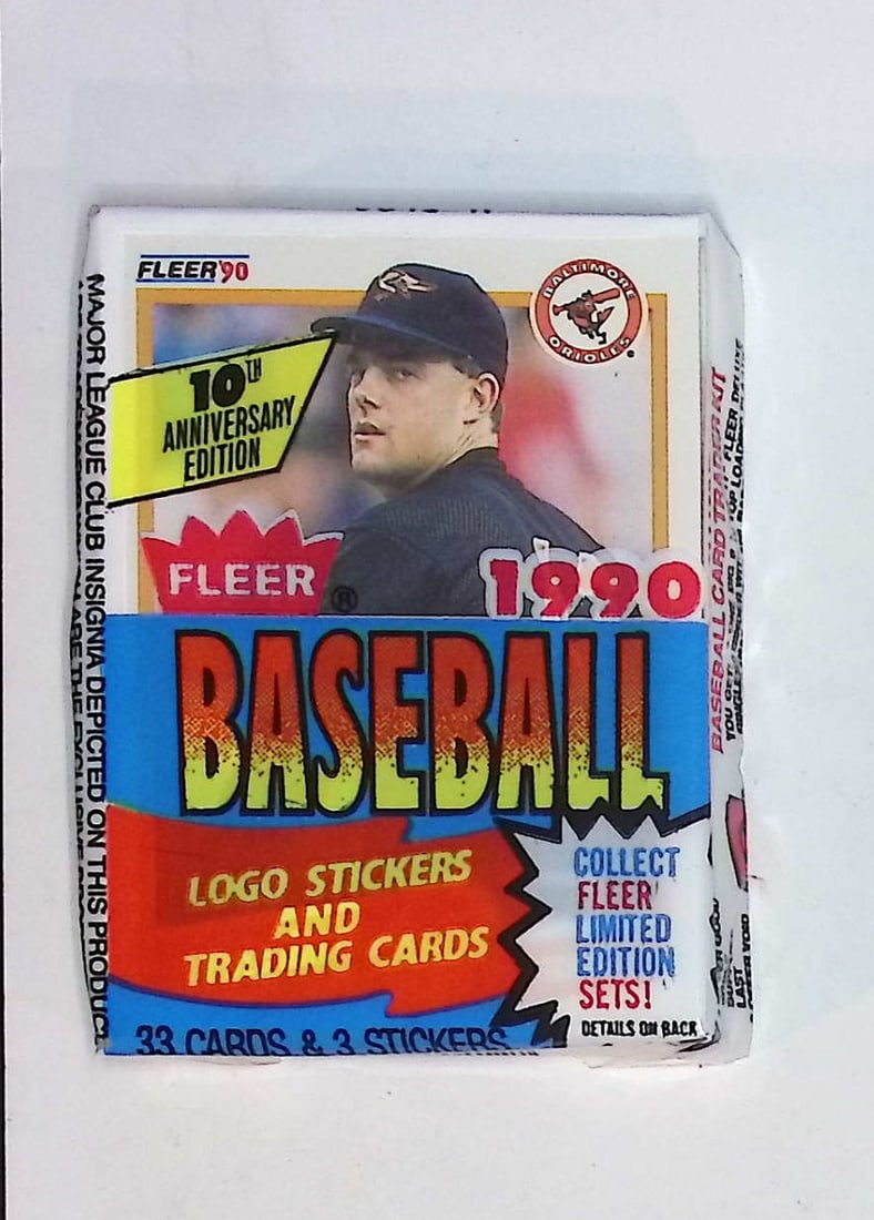 1990 Fleer Baseball Series 1 CELLO FAT PACK Retail Box Pack - 33 Cards & 3 Stickers Sports Cards (1 of 2)