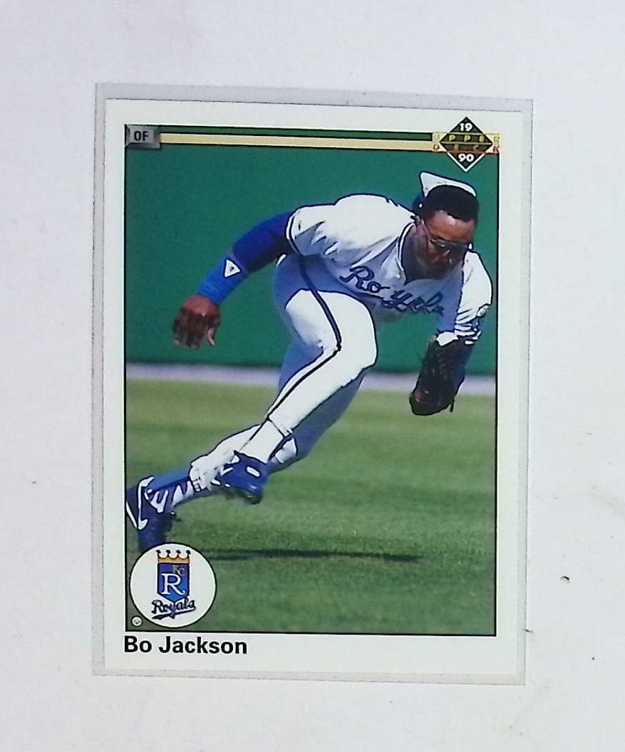 Bo Jackson 1990 Upper Deck #105 Vintage MLB Trading Card Kansas City Royals: Upper Deck Baseball MLB Trading & Sports Cards, Old Sports Cards for Sale Near Me, Auction Memorabilia Lots for Sale On Line, World Series & Hall of Fame Players