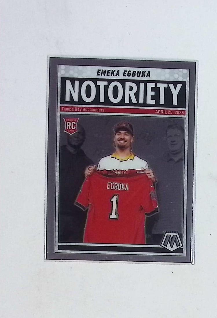 Emeka Egbuka Rookie Card Notoriety Insert 2025 Panini Mosaic #16: Panini Select, Prizm, Mosaic, Contenders, Revolution, Phoenix, NBA Hoops, Rookie NFL Sports Trading Cards, Silver, SP, SSP, Wave Prizms, Numbered Cards, Basketball sports Cards for Sale Near Me, NBA C
