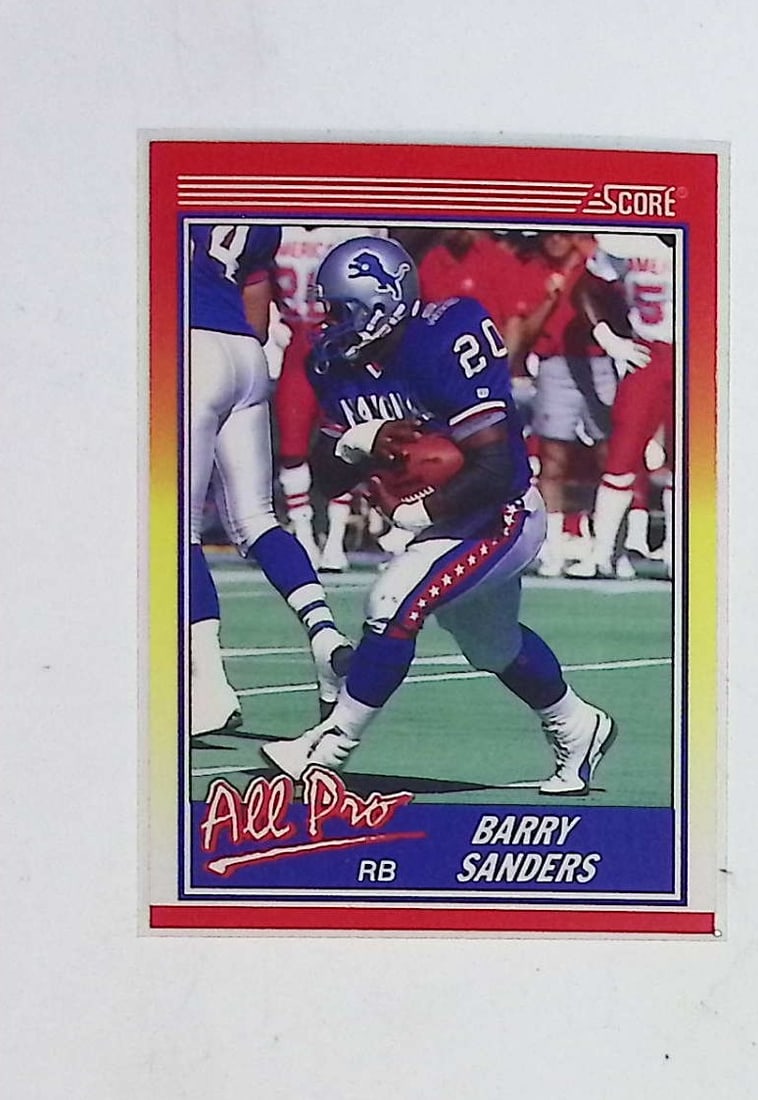 Barry Sanders All-Pro Insert 1990 Score #580 Detroit Lions Hall of Fame NFL Card: Score Vintage Football NFL Trading Cards, Old Sports Cards for Sale Near Me, Hall of Fame & Super Bowl Player Cards, Auction Memorabilia Lots for Sale on Line
