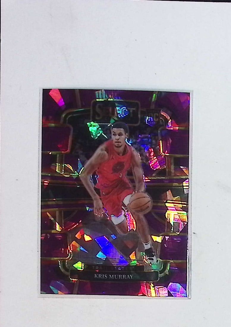 Kris Murray /99 Rookie Card Purple Cracked Ice Prizm 2023 Panini Select #91: Panini Select, Prizm, Mosaic, Contenders, Revolution, Phoenix, NBA Hoops, Rookie NFL Sports Trading Cards, Silver, SP, SSP, Wave Prizms, Numbered Cards, Basketball sports Cards for Sale Near Me, NBA C