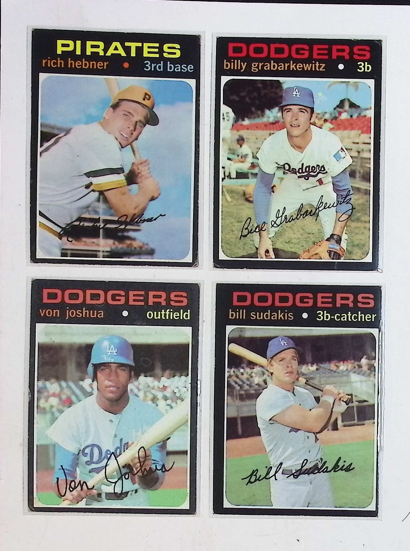 4 - 1971 Topps Vintage Baseball Cards: Richie Hebner, Bill Sudakis, Von Joshua Billy Grabarkewitz (1 of 2)
