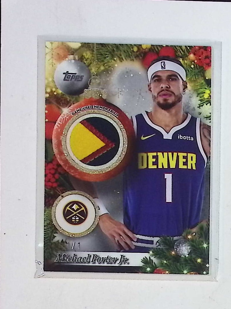Michael Porter, Jr. 1/1 Game Used Patch 2025 Topps Holiday #PR-MPJ (1 of 2)