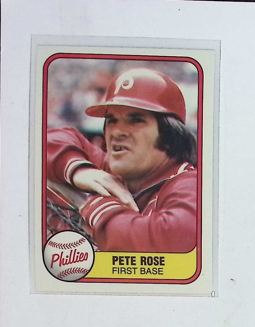 Pete Rose 1981 Fleer #1 Vintage Baseball Trading Card, Hit King Phillies & Reds (1 of 2)