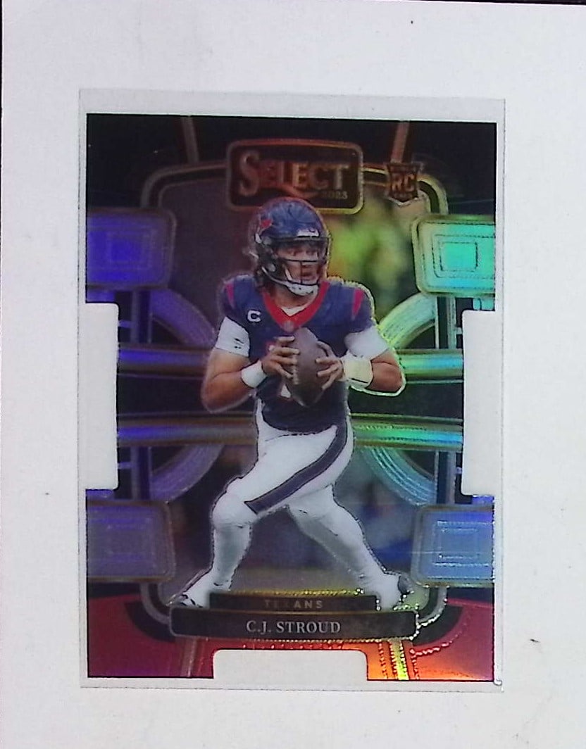 C.J. Stroud Rookie Card Black & Red Silver Prizm Die Cut 2023 Panini Select #41: Panini Select, Prizm, Mosaic, Contenders, Revolution, Phoenix, NBA Hoops, Rookie NFL Sports Trading Cards, Silver, SP, SSP, Wave Prizms, Numbered Cards, Basketball sports Cards for Sale Near Me, NBA C