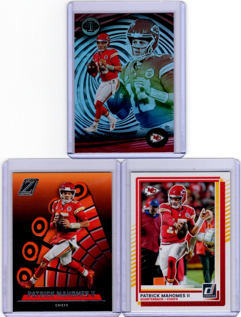 Lot of 3 Patrick Mahomes Football Cards. All Panini, All Different, See Pictures. Chiefs (1 of 2)