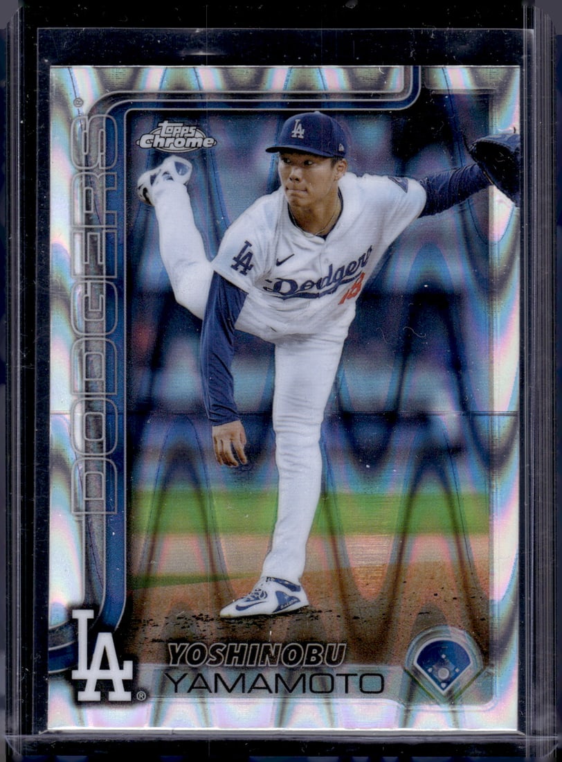Yoshinobu Yamamoto Raywave Refractor 2025 Topps Chrome #179 Los Angeles Dodgers: Topps Baseball MLB Trading & Sports Cards, Sports Cards for Sale Near Me, World Series & Hall of Fame Players Memorabilia, Refractors, X-Fractors, Numbered, SP, SSP, Valuable Auction Memorabilia Lots