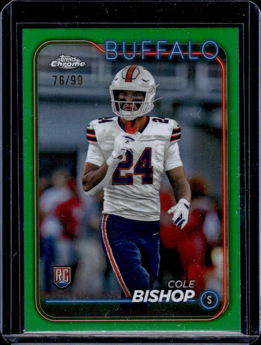 Cole Bishop Rookie Card Green Refractor /99 2024 Topps Chrome #263 Buffalo Bills (1 of 2)