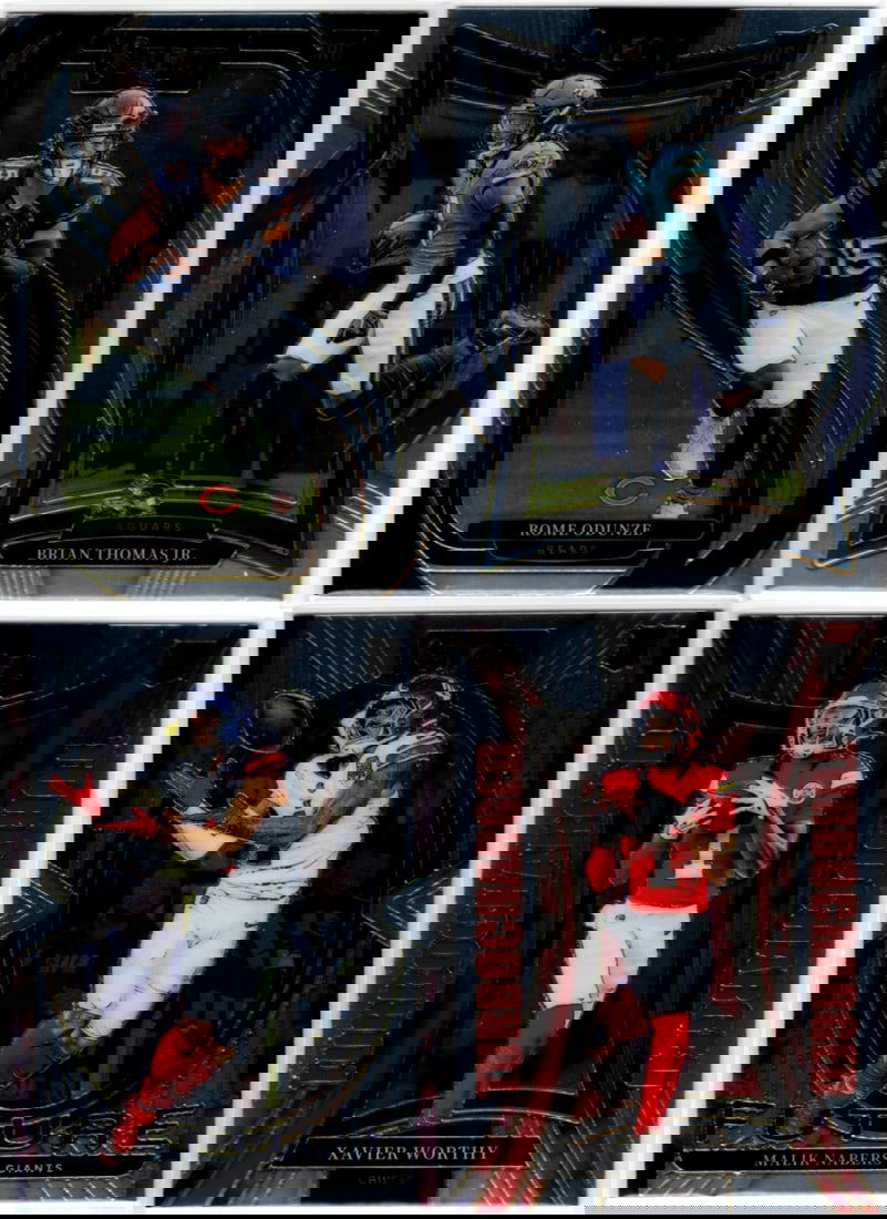 Lot of 4 2024 Select NFL Rookie Cards. Rome Odunze, Brian Thomas Jr., Nabers, Worthy: Panini Select, Prizm, Mosaic, Contenders, Zenith, Phoenix, Illusions, Absolute, Rookie NFL Sports Trading Cards, SP, SSP, Cards, Football Cards for Sale Near Me, Superbowl & Hall of Fame Player Cards,