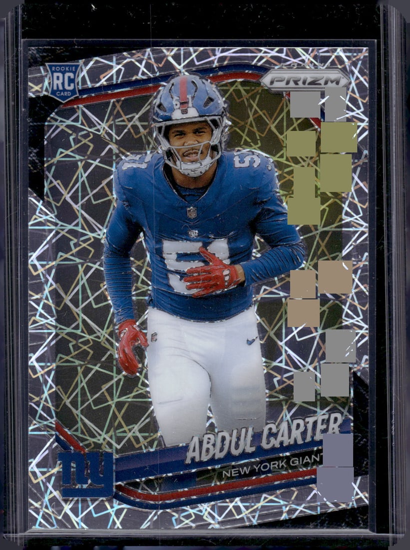 Abdul Carter Rookie Card Lazer Prizm 2025 Panini Prizm #394 New York Giants: Panini Select, Prizm, Mosaic, Contenders, Zenith, Phoenix, Illusions, Absolute, Rookie NFL Sports Trading Cards, SP, SSP, Cards, Football Cards for Sale Near Me, Superbowl & Hall of Fame Player Cards,