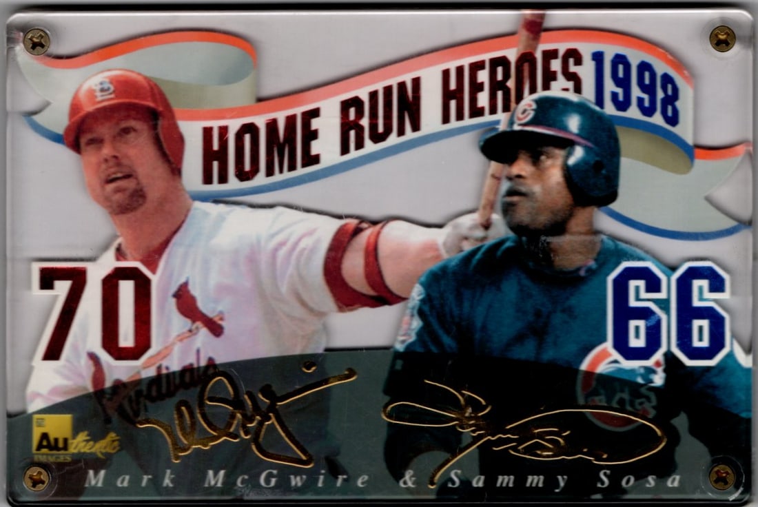 Mark McGwire/Sammy Sosa 1998 Authentic Images HR Heroes Oversized Card/Jumbo (1 of 2)