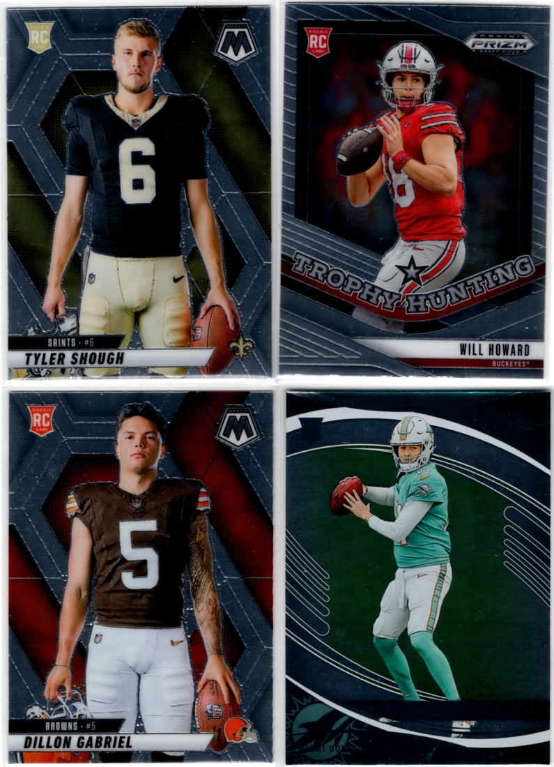 Lot of 4 2025 NFL QB Rookie Cards. Shough, Howard, Gabriel, Ewers (1 of 2)