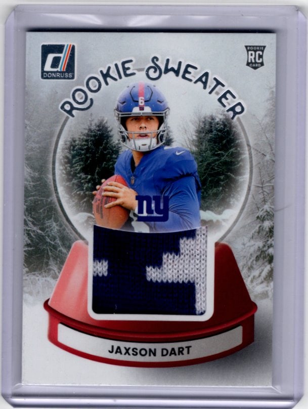 Jaxson Dart Rookie Sweater Patch 2025 Donruss #SWE-JDT New York Giants (1 of 2)
