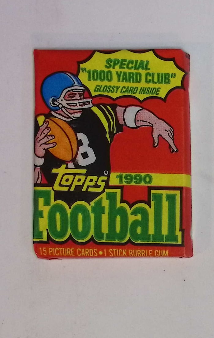 1990 Series 1 Topps Football Card Retail Box Wax Pack - Deion Sanders Rookie Card (1 of 1)