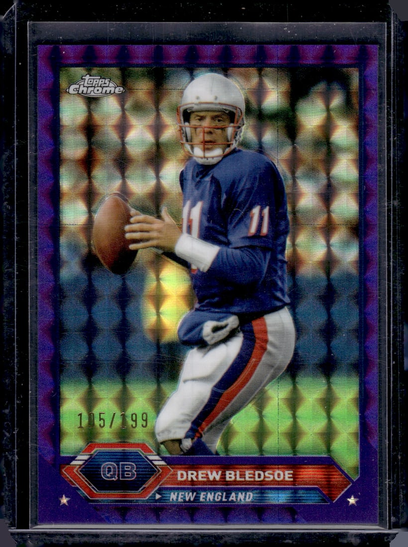 Drew Bledsoe Purple Geometric Refractor /199 2023 Topps Composite #22 Patriots: Topps Football NFL Trading Sports Cards, Sports Cards for Sale Near Me, Super Bowl & Hall of Fame Player Cards, Resurgence, Composite, SP, SSP, Valuable Auction Memorabilia Lots For Sale On Line