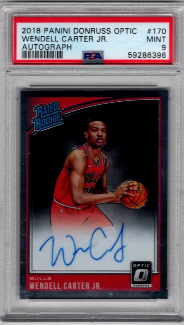 Wendell Carter Jr. Rookie Auto 2018-19 Donruss Optic #170 PSA 9 Bulls, Magic (1 of 2)