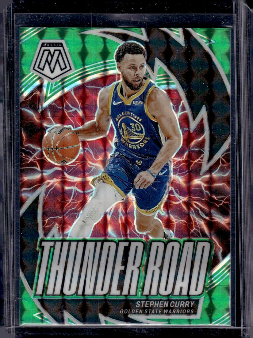 Stephen Curry Thunder Road Green Mosaic Prizm 2023-24 Mosaic #13 Golden State (1 of 2)